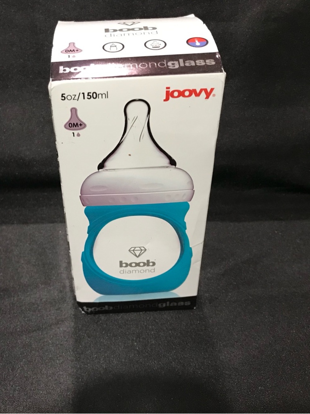 Joovy Boob Diamond Glass Baby Bottle 5oz Turquoise Silicone Sleeve Infant Feedin